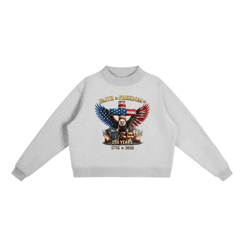 Essential Fleece Mock-Neck Crew Sweatshirt