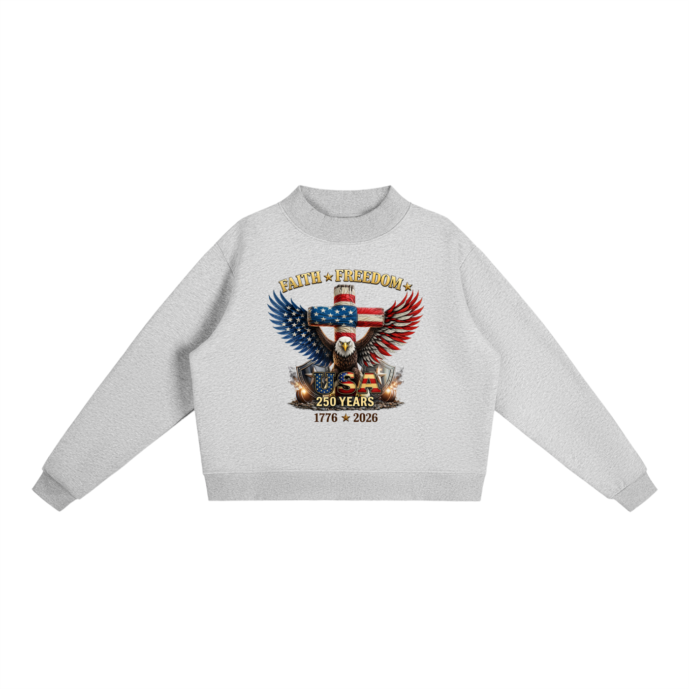 Essential Fleece Mock-Neck Crew Sweatshirt
