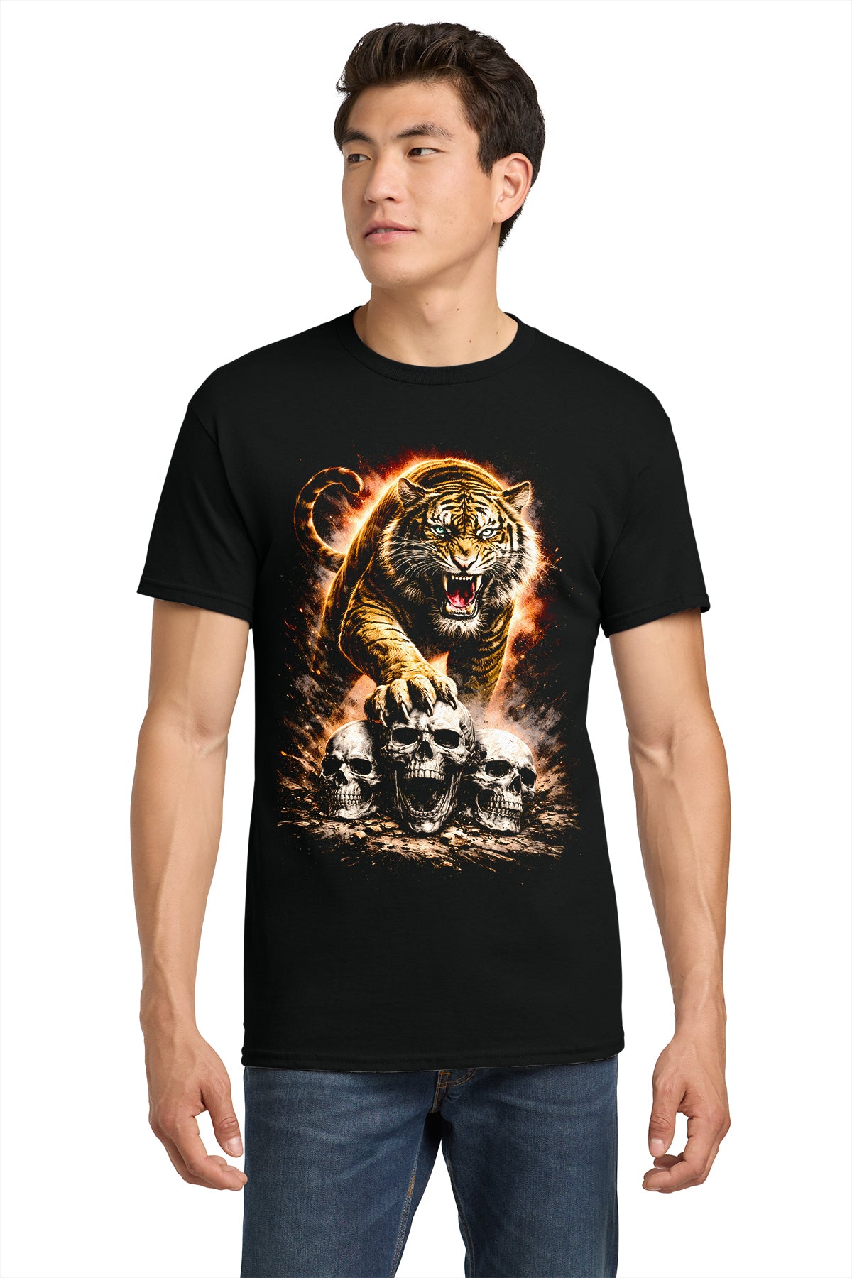 Tiger on Skulls Halftone