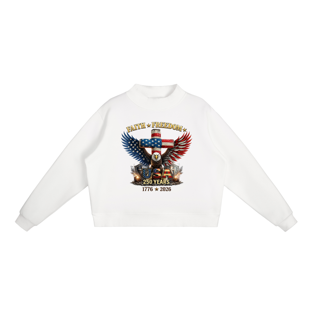 Essential Fleece Mock-Neck Crew Sweatshirt