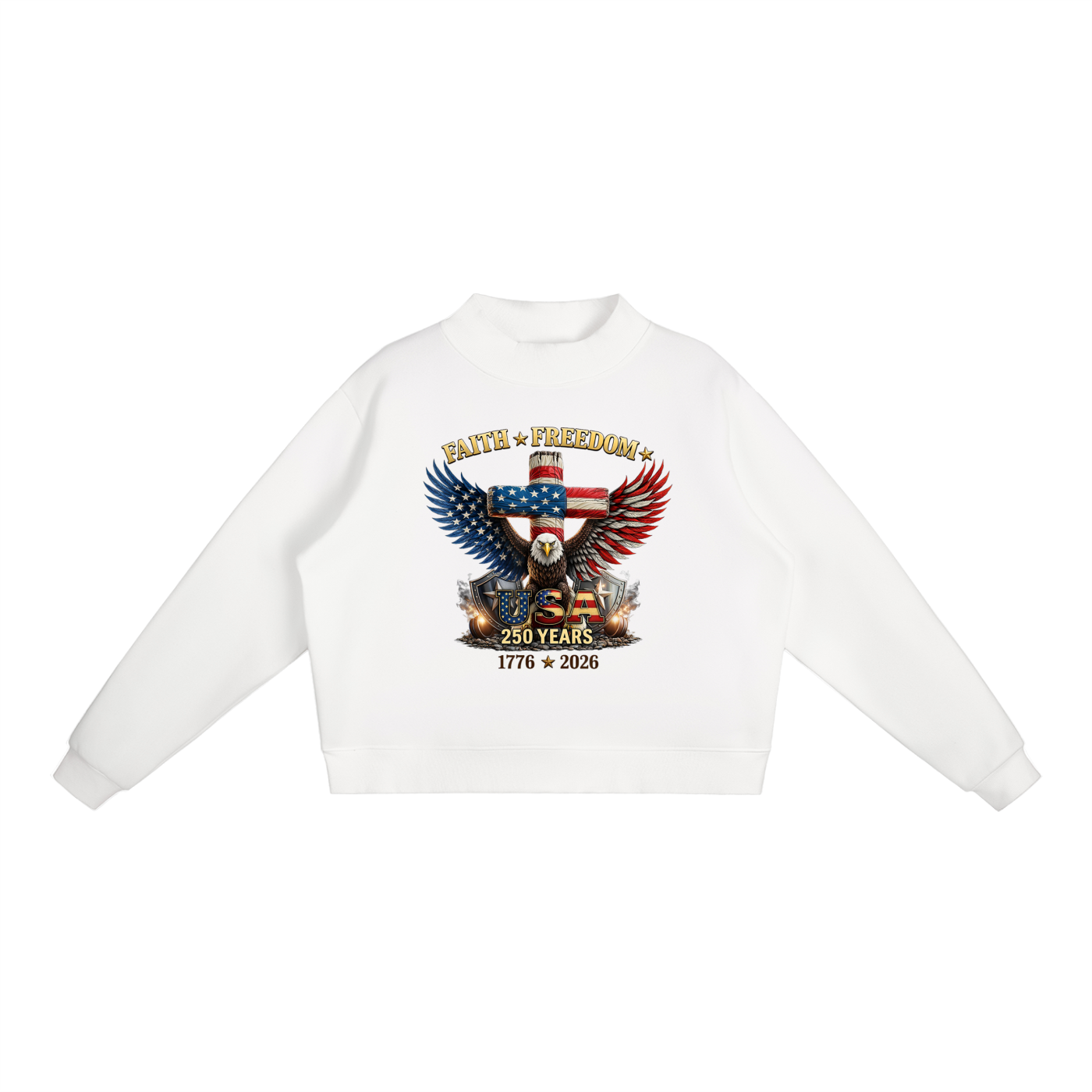Essential Fleece Mock-Neck Crew Sweatshirt